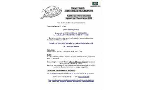 Reprise des cours pour les enfants de 5 à 14 ans